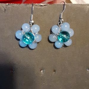 Hand beaded flower earrings